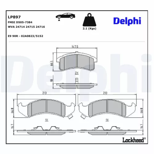 Remblokkenset, schijfrem DELPHI LP897)