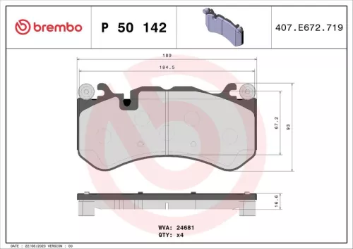 Remblokkenset, schijfrem BREMBO P 50 142)