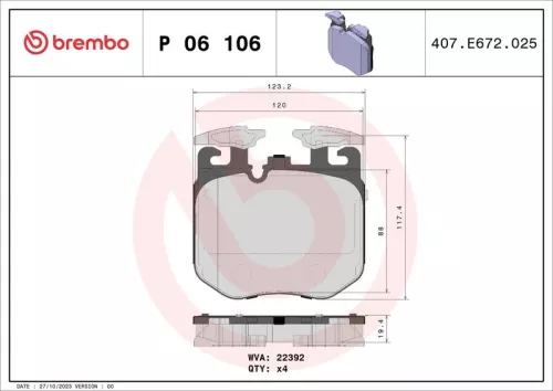 Remblokkenset, schijfrem BREMBO P 06 106)