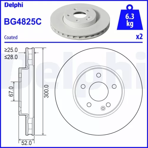 Remschijf DELPHI BG4825C)