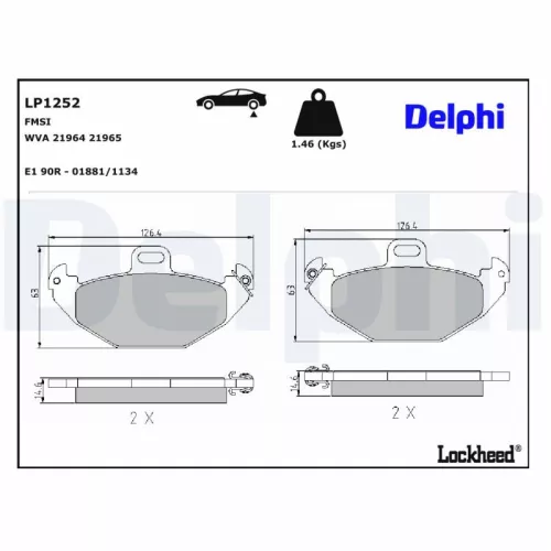 Remblokkenset, schijfrem DELPHI LP1252)