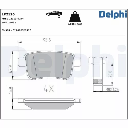 Remblokkenset, schijfrem DELPHI LP2126)