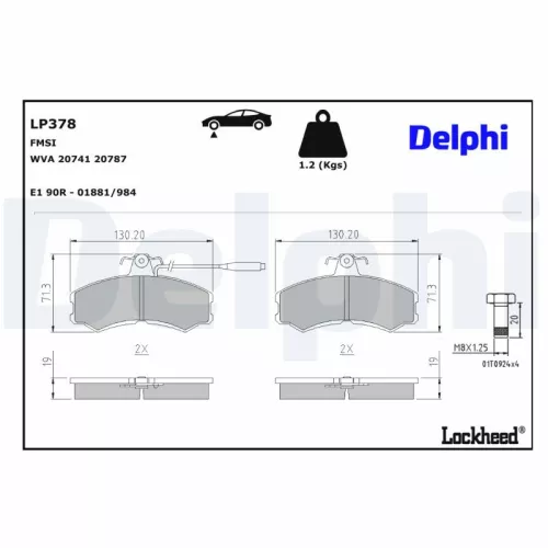 Remblokkenset, schijfrem DELPHI LP378)