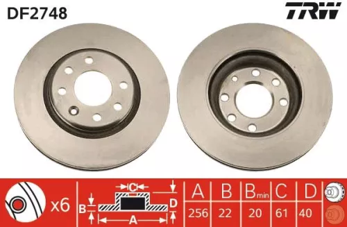 Remschijf TRW DF2748)
