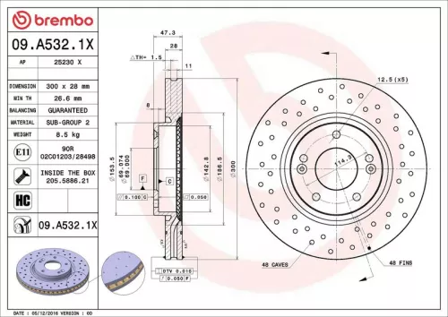 Remschijf BREMBO 09.A532.1X)