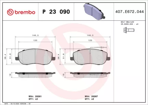 Remblokkenset, schijfrem BREMBO P 23 090)