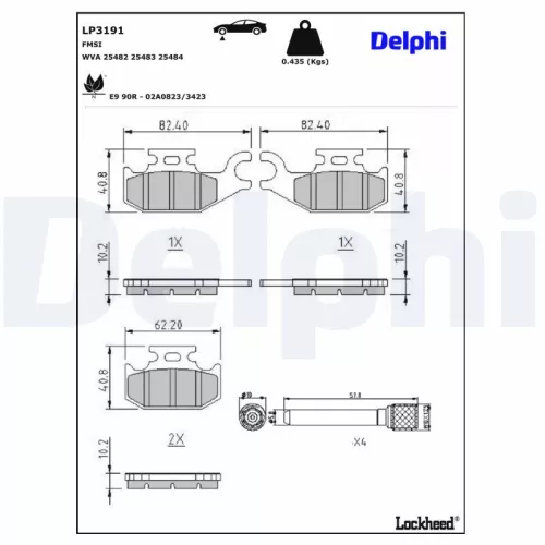 Remblokkenset, schijfrem DELPHI LP3191)