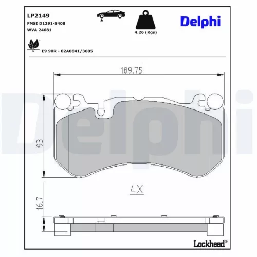 Remblokkenset, schijfrem DELPHI LP2149)
