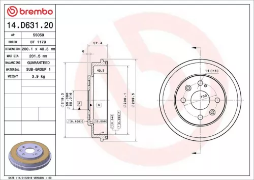 Remtrommel BREMBO 14.D631.20)