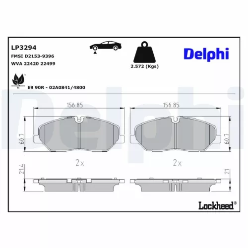 Remblokkenset, schijfrem DELPHI LP3294)