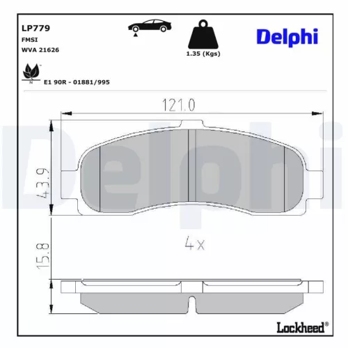Brake Pad Set, disc brake DELPHI LP779)