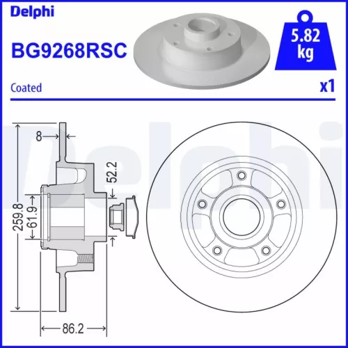 Brake Disc DELPHI BG9268RSC)