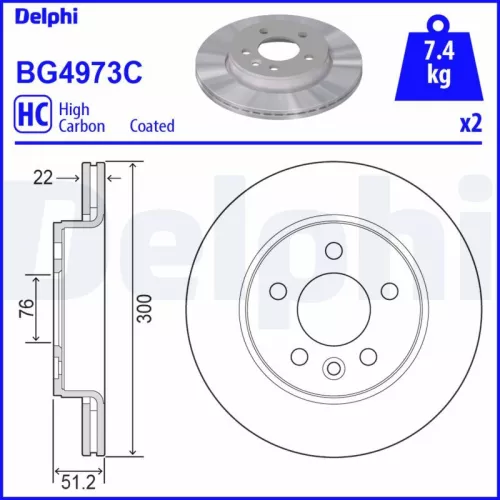 Remschijf DELPHI BG4973C)