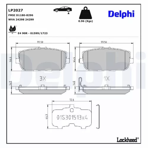 Remblokkenset, schijfrem DELPHI LP2027)