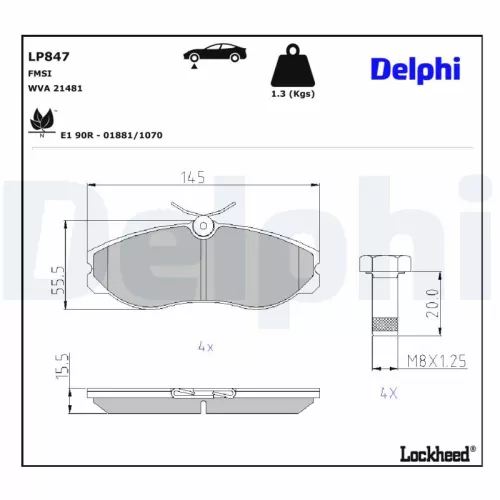 Brake Pad Set, disc brake DELPHI LP847)