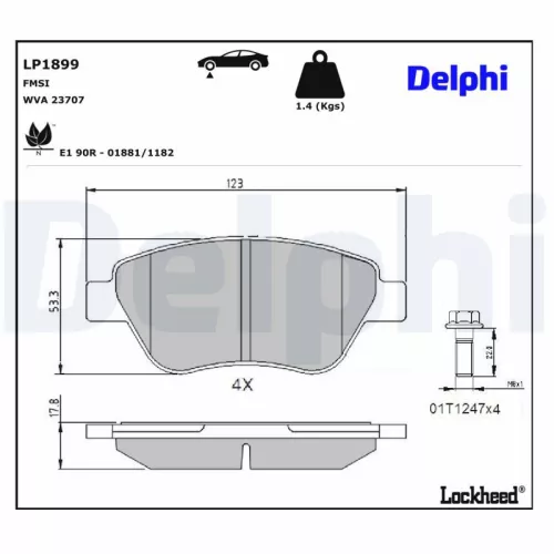 Brake Pad Set, disc brake DELPHI LP1899)