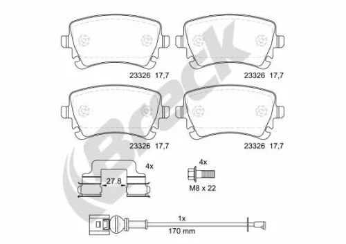 Brake Pad Set, disc brake BRECK 23326 00 702 10)