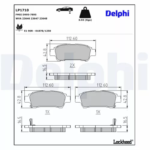 Remblokkenset, schijfrem DELPHI LP1710)