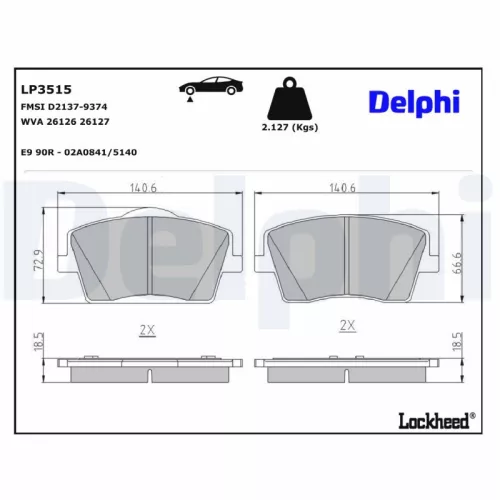 Remblokkenset, schijfrem DELPHI LP3515)