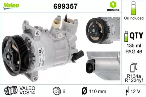 Compressor, air conditioning VALEO 699357)