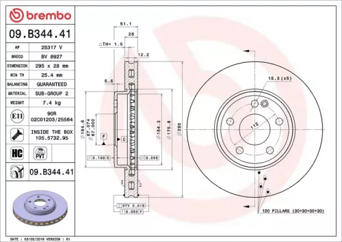 Remschijf BREMBO 09.B344.41)