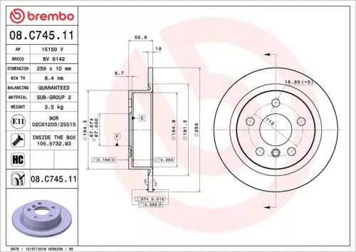 Brake Disc BREMBO 08.C745.11)