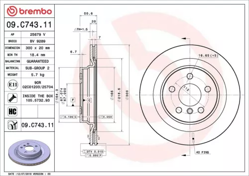 Remschijf BREMBO 09.C743.11)