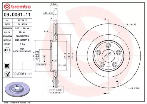 Remschijf BREMBO 09.D061.11)