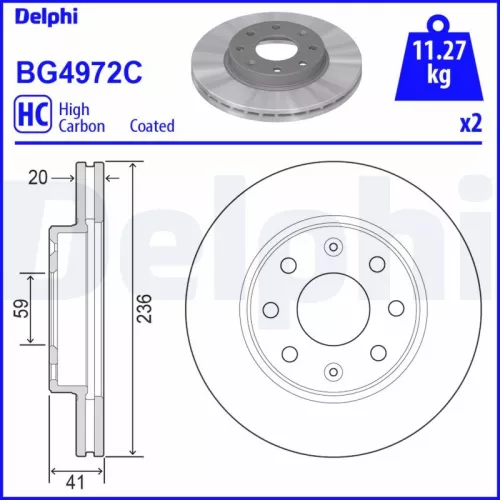 Remschijf DELPHI BG4972C)