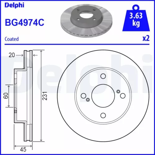 Remschijf DELPHI BG4974C)