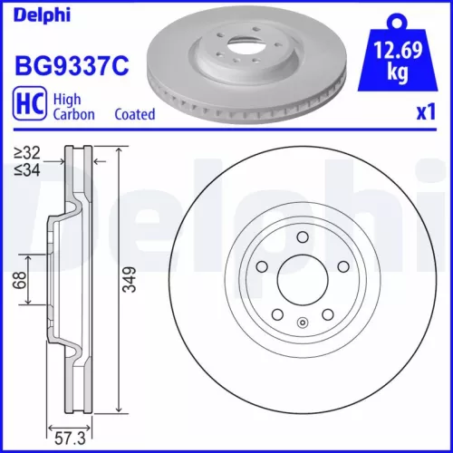 Remschijf DELPHI BG9337C)