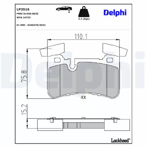 Remblokkenset, schijfrem DELPHI LP3516)