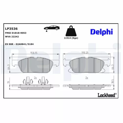 Remblokkenset, schijfrem DELPHI LP3536)