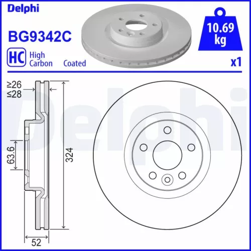 Remschijf DELPHI BG9342C)