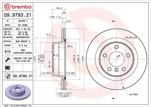 Remschijf BREMBO 09.9793.21)