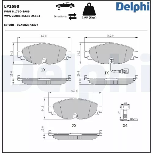 Brake Pad Set, disc brake DELPHI LP2698)