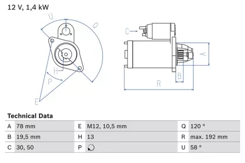 Starter BOSCH 0 986 019 361)