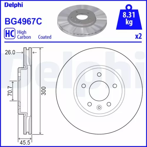 Remschijf DELPHI BG4967C)