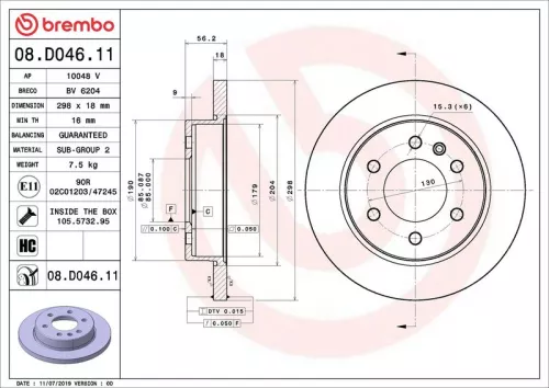 Remschijf BREMBO 08.D046.11)