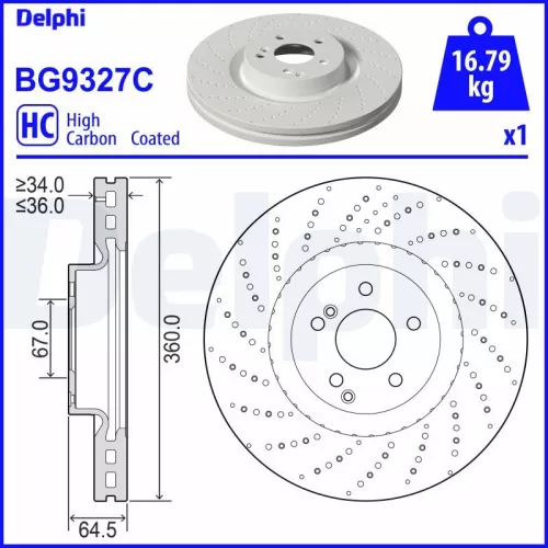 Remschijf DELPHI BG9327C)