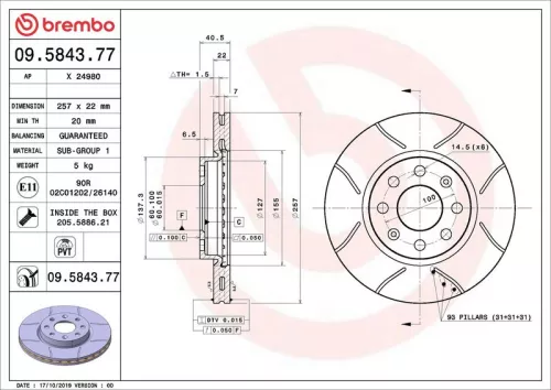 Brake Disc BREMBO 09.5843.77)