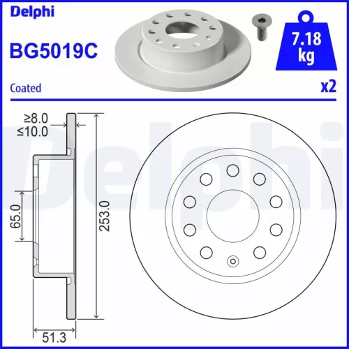 Brake Disc DELPHI BG5019C)