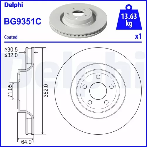 Remschijf DELPHI BG9351C)