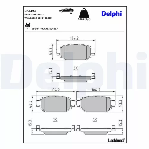 Remblokkenset, schijfrem DELPHI LP3393)