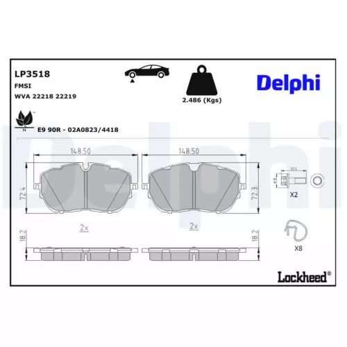 Brake Pad Set, disc brake DELPHI LP3518)