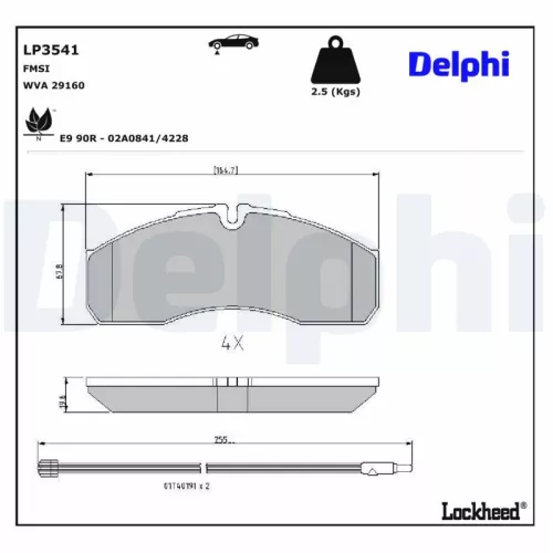 Remblokkenset, schijfrem DELPHI LP3541)