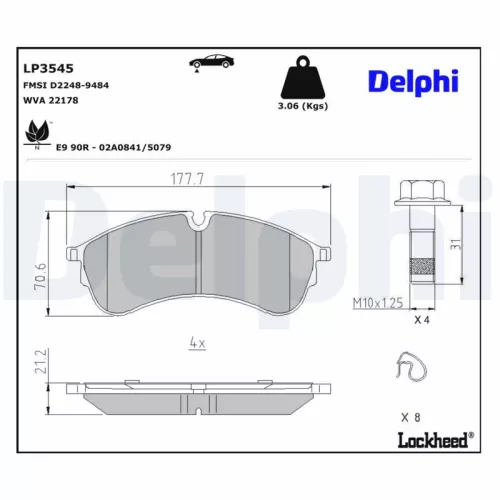 Remblokkenset, schijfrem DELPHI LP3545)