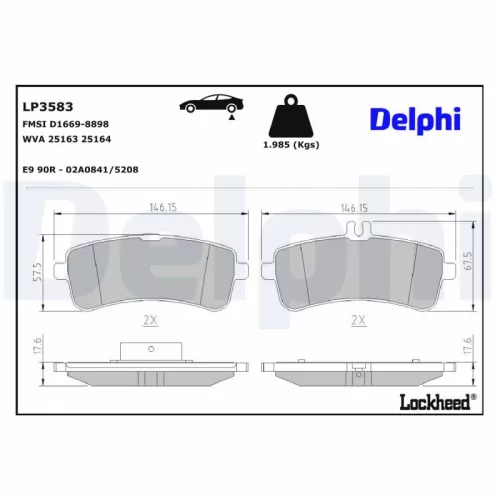 Remblokkenset, schijfrem DELPHI LP3583)
