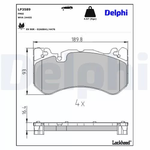 Remblokkenset, schijfrem DELPHI LP3589)