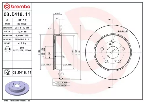 Remschijf BREMBO 08.D418.11)